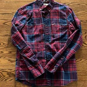 Men’s small Hollister, shirt, red and navy plaid